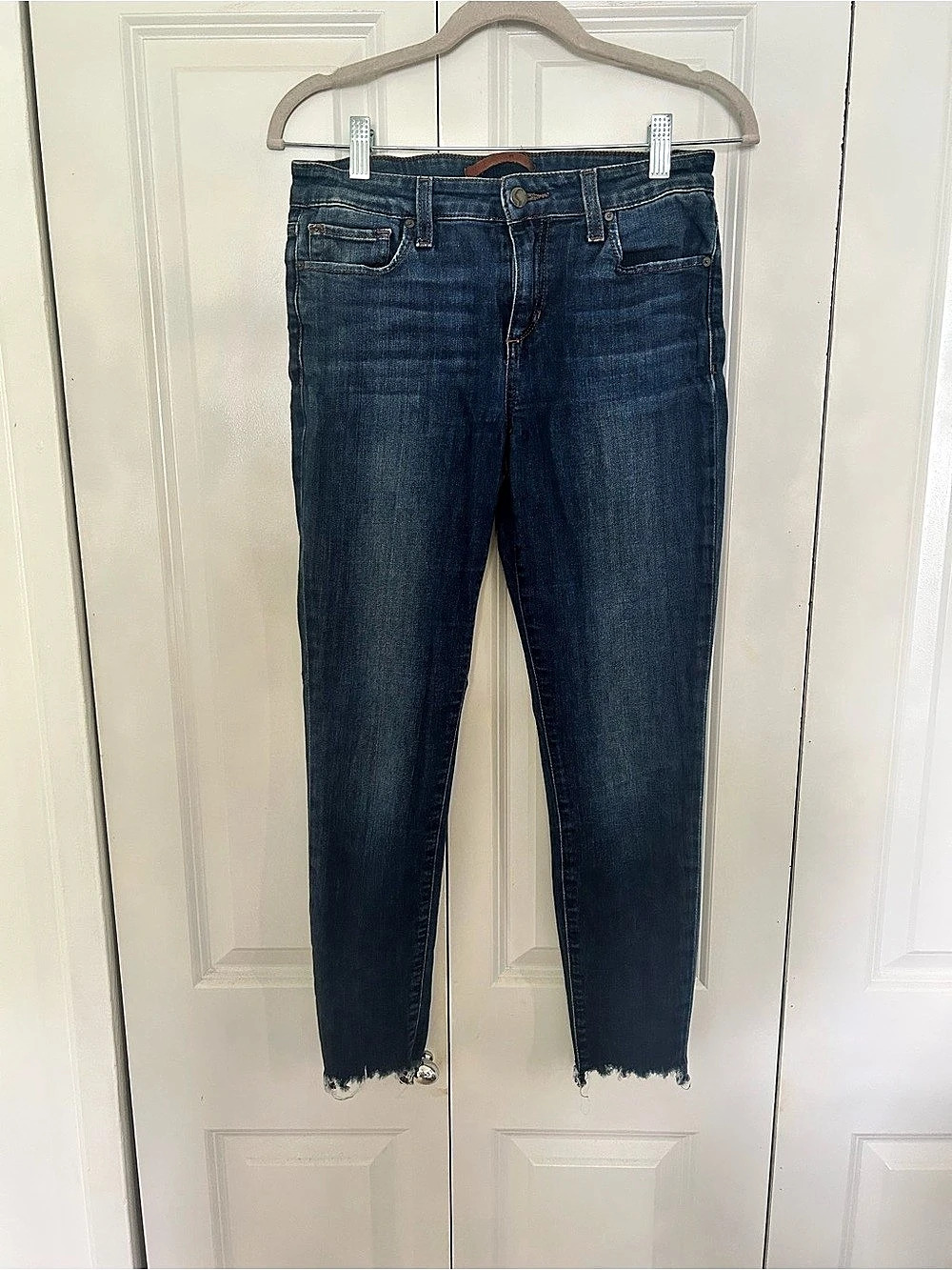 Joe's Jeans Skinny Ankle Raw Hem Skinny Jeans Blue Waist 28